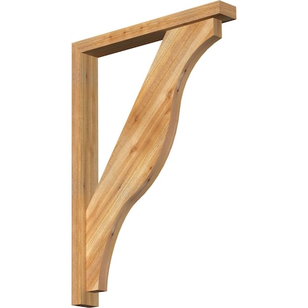 Funston Block Rough Sawn Bracket W/ Offset Brace, Western Red Cedar, 4W X 30D X 42H